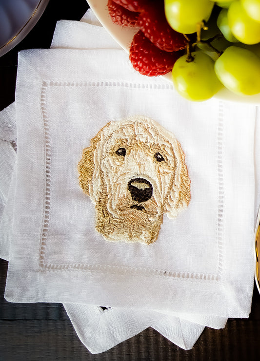 Custom Embroidered Dog Cocktail Napkins | Custom Pet Embroidery
