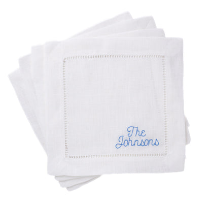 linen cocktail napkins embroidered 