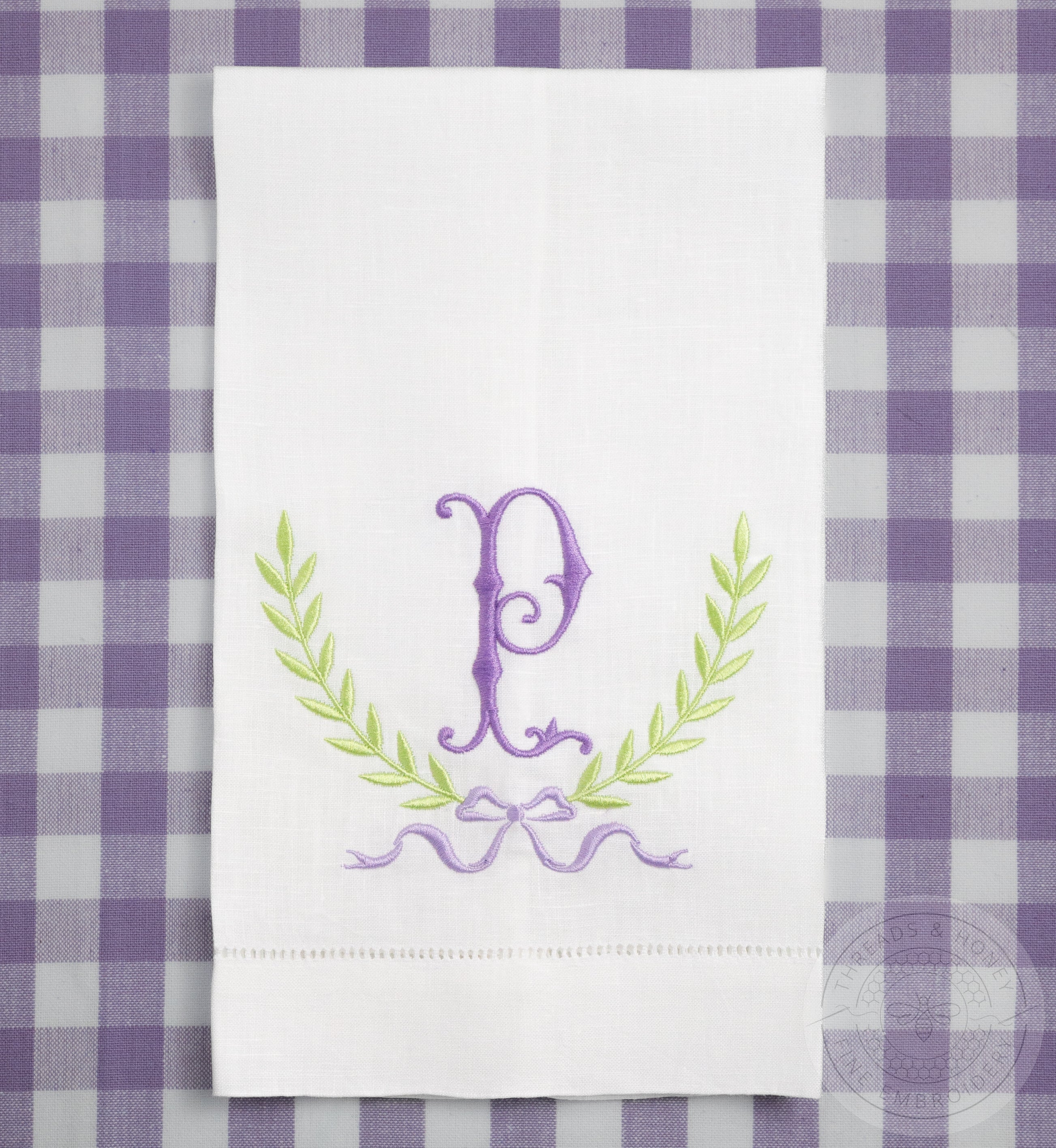 Embroidered Hand Towel Classic Single Letter Monogram – Threads