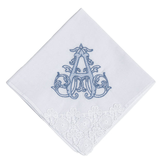 Personalized embroidered handkerchief as an elegant hostess gift