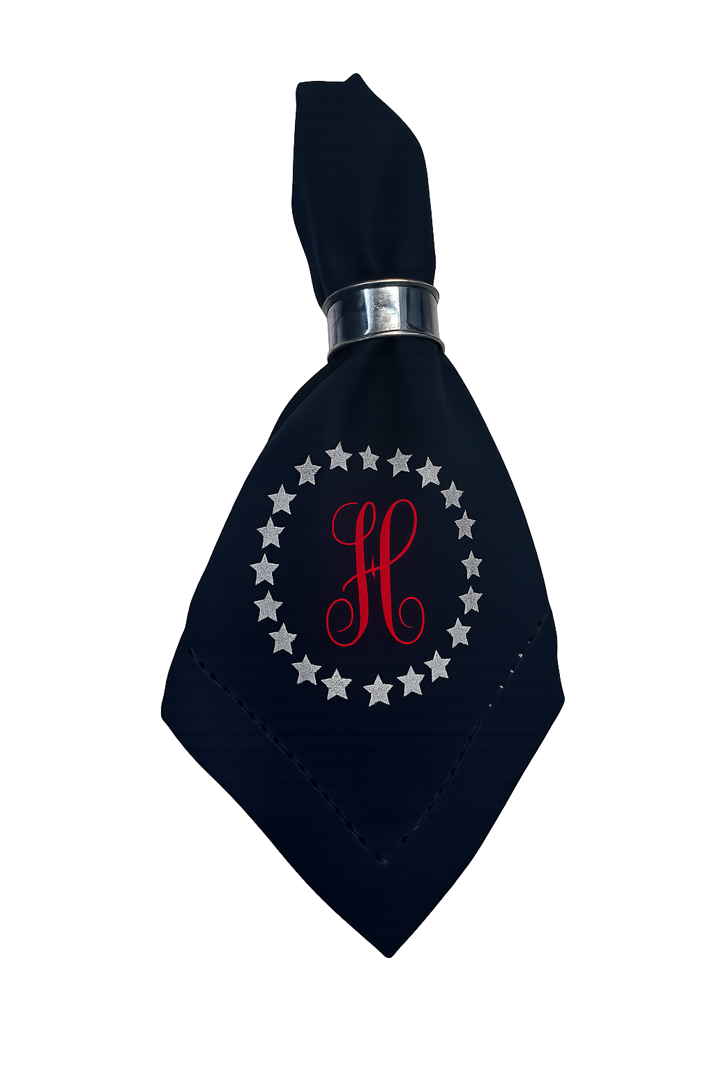 Embroidered Napkins with Stars and Letter, 4th of July