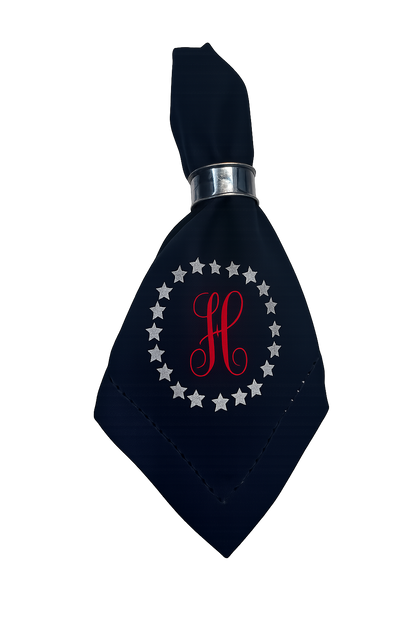 Embroidered Napkins with Stars and Letter, 4th of July