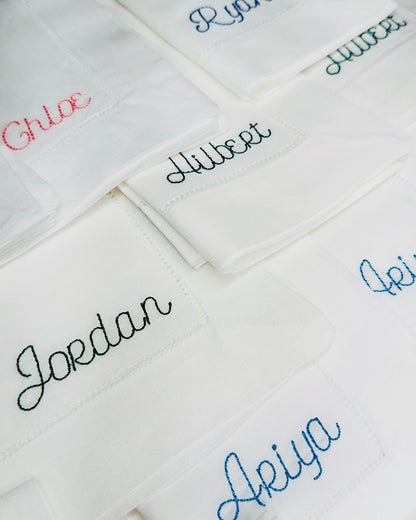Custom Embroidered Napkins with Text, Design or Logo