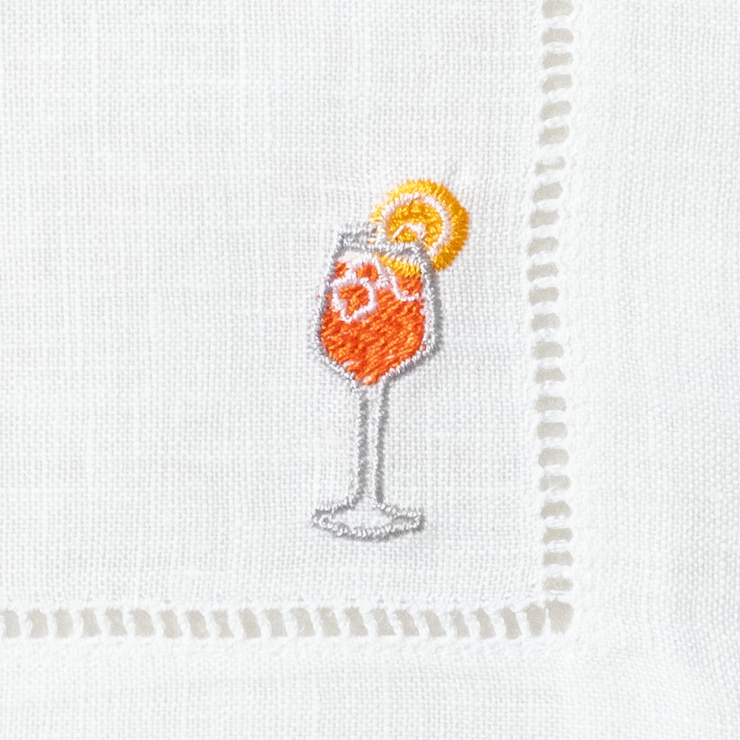 Embroidered Cocktail Napkins with Aperol Spritz and Personalized Minimalist Script Name