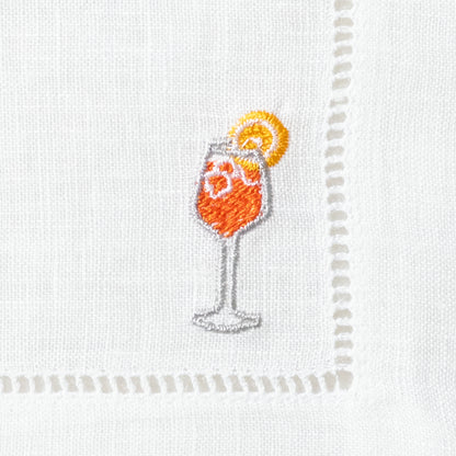 Embroidered Cocktail Napkins with Cocktail Emoji