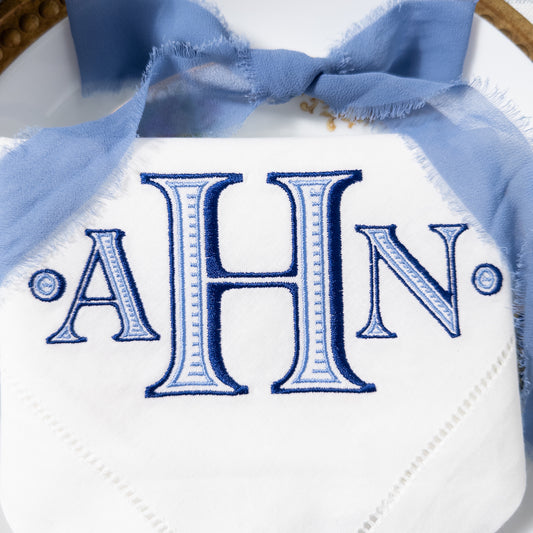 Embroidered Napkins with Ryan Three Letter Monogram