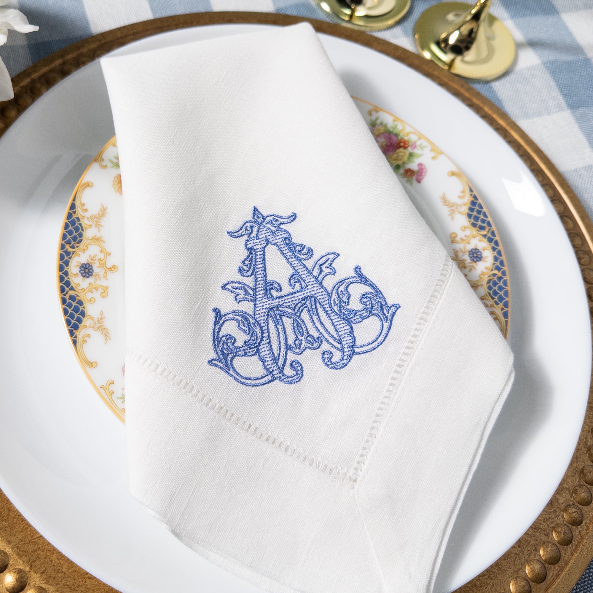 White Napkin UK Embroider Cotton Linen Napkin Set of 6 Luxury outlet White Serviette With Monogrammed Embroider Letter