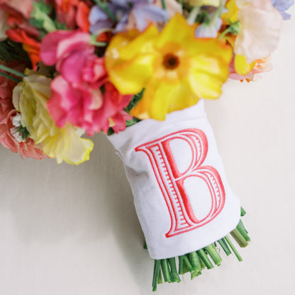 Custom Embroidered Bouquet Wrap with Single Letter Formal Monogram