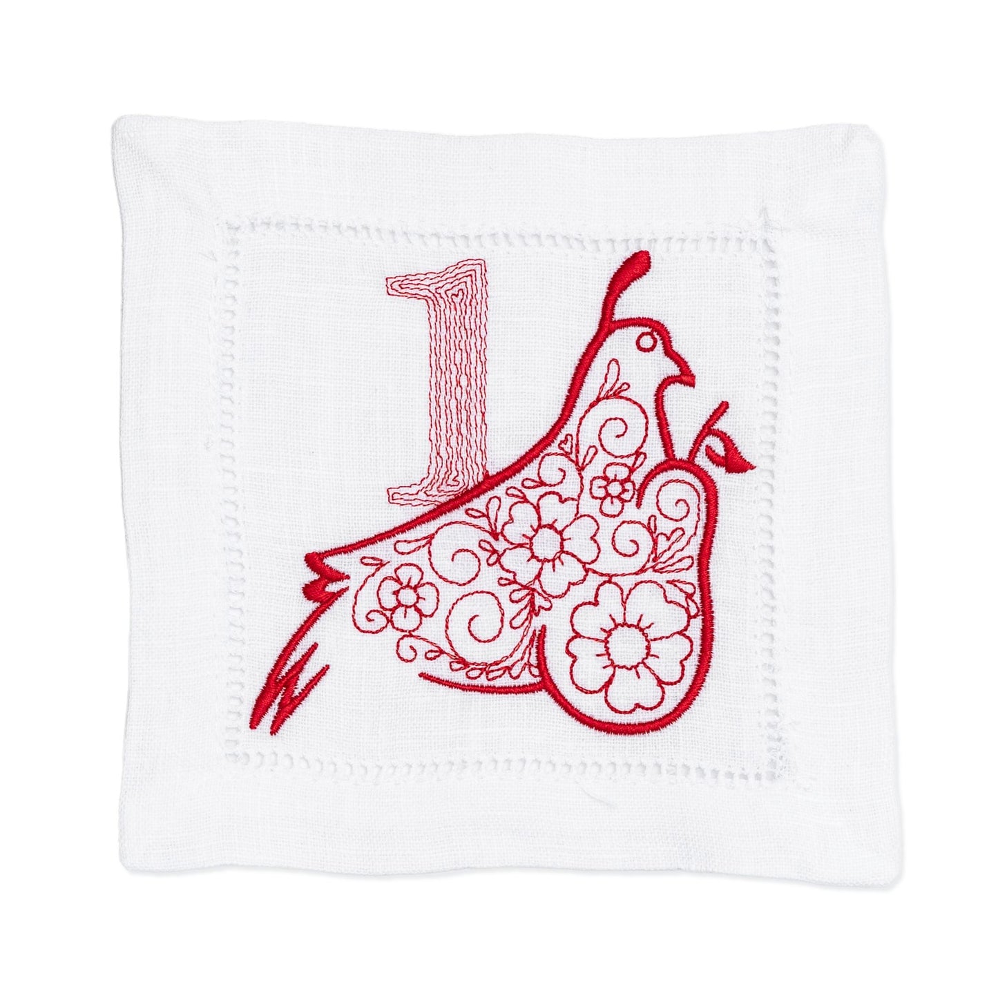 Embroidered 12 Days of Christmas Cocktail Napkins Set of 12