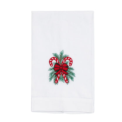 Embroidered Carrollton Candy Cane Christmas Hand Towel