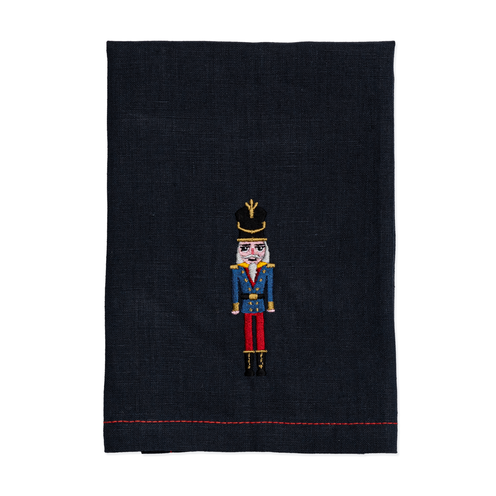 Embroidered Christmas Nutcracker Cloth Place Settings Set of 4 in Navy Blue Thank You Gift