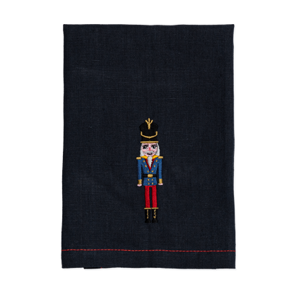 Embroidered Christmas Nutcracker Cloth Place Settings Set of 4 in Navy Blue Thank You Gift