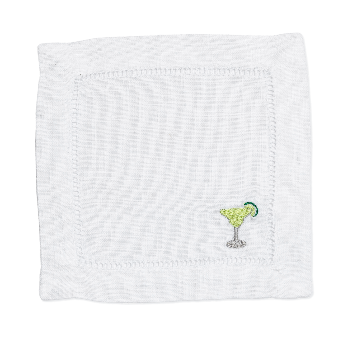 Embroidered Linen Napkins with Cocktail Emoji Housewarming Gift