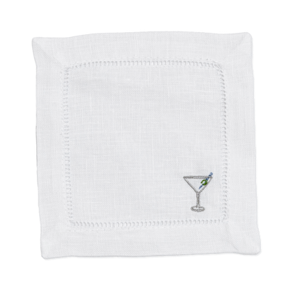 Embroidered Napkins with Cocktail Emoji Newlywed Gift