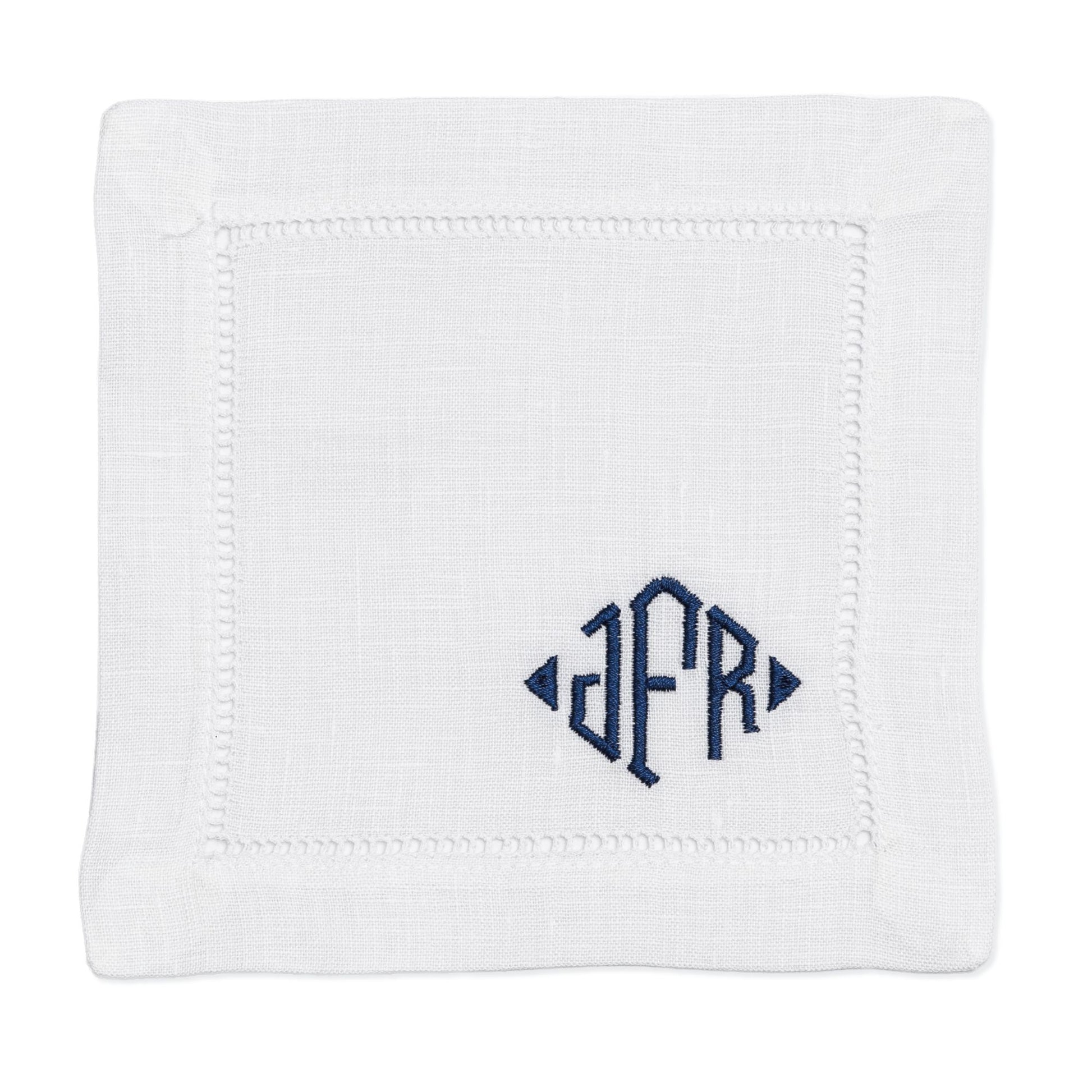 Embroidered Cocktail Napkins with Diamond Monogram