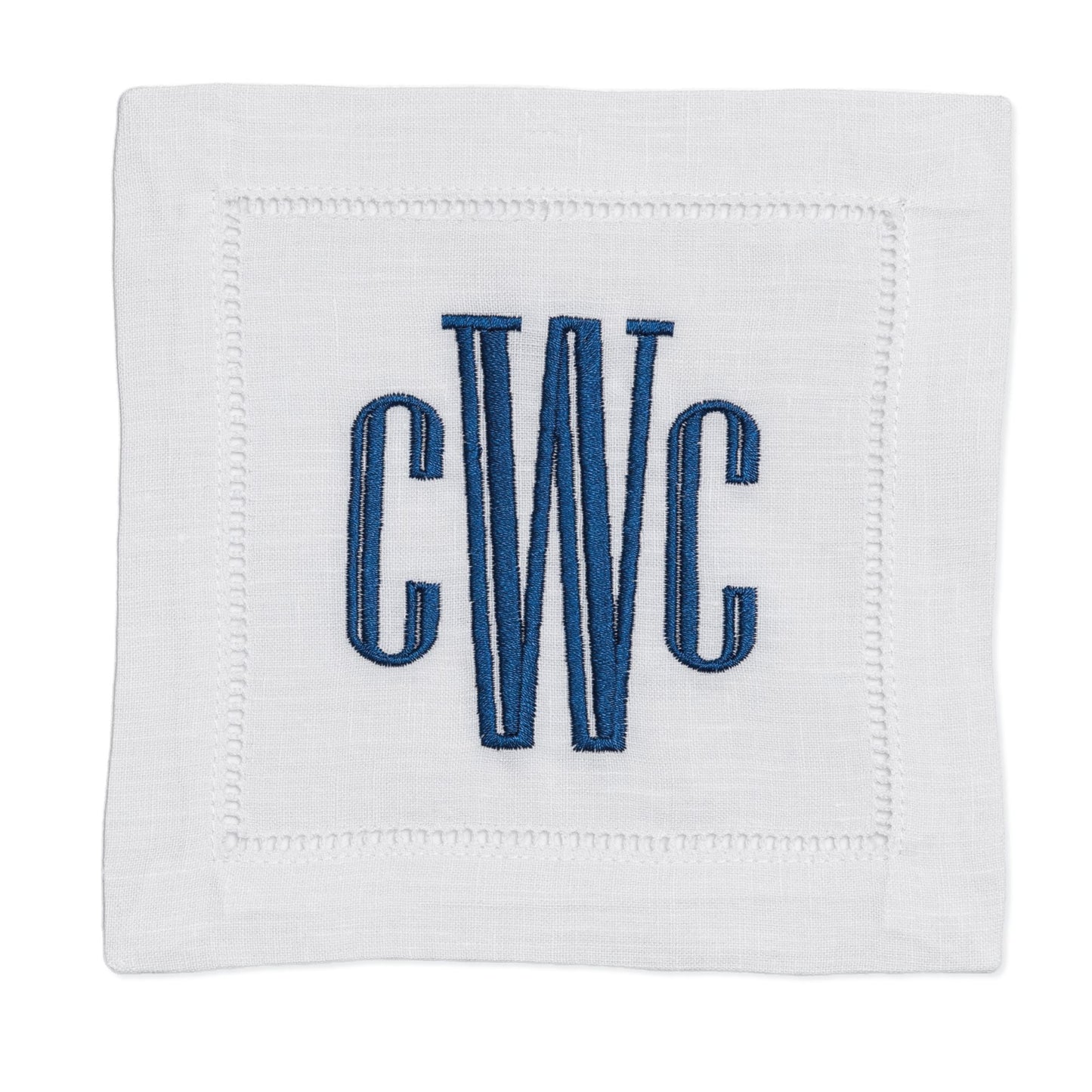 Embroidered Cocktail Napkins with Formal Monogram