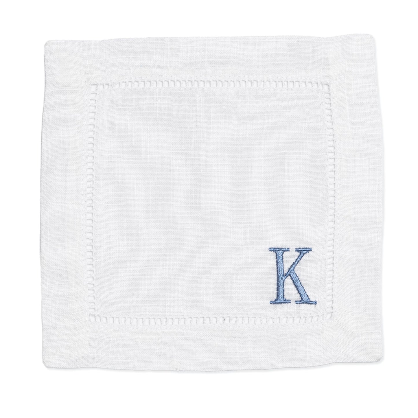 Embroidered Cocktail Napkins with Single Initial Monogram