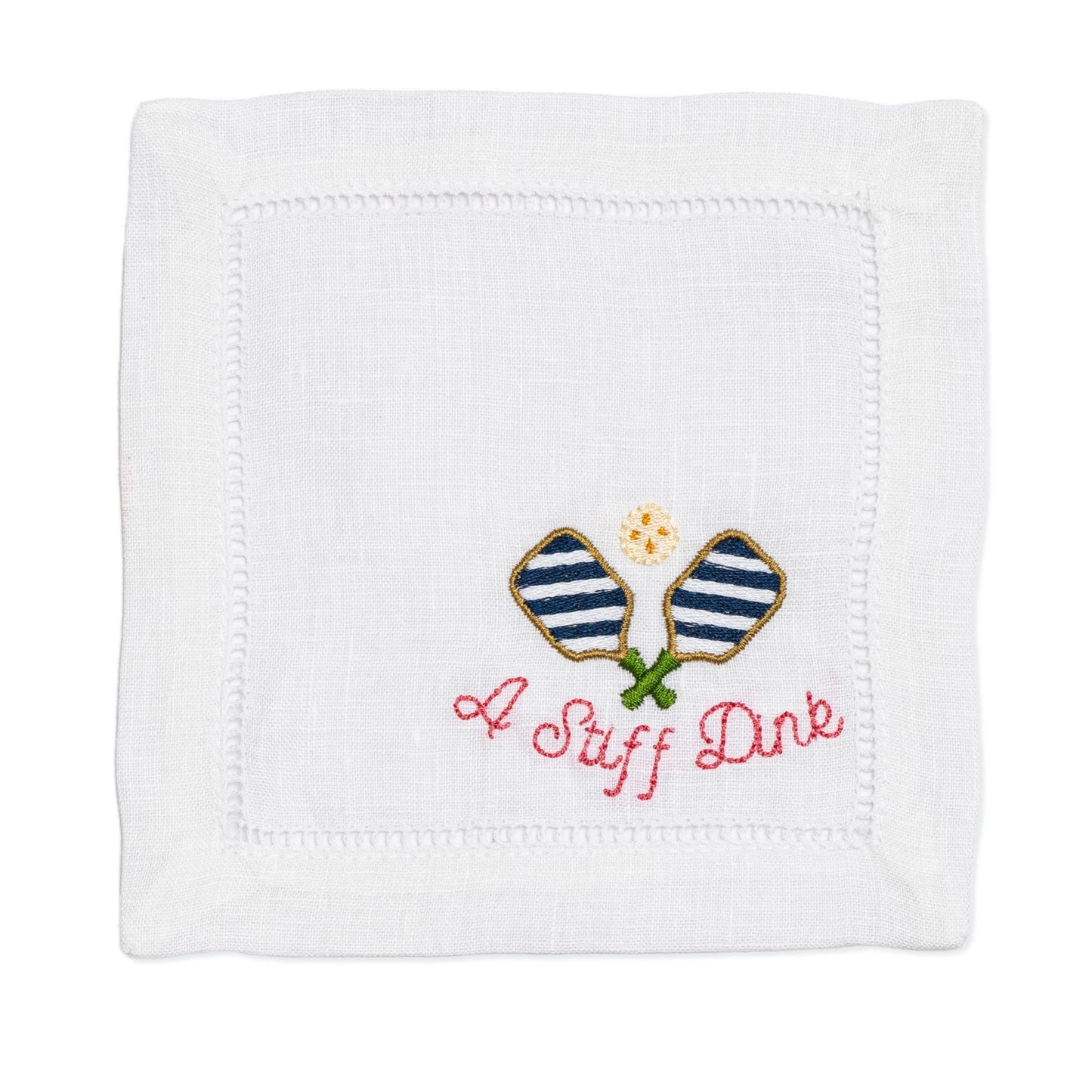 Embroidered Pickleball Cocktail Napkins "A Stiff Dink"