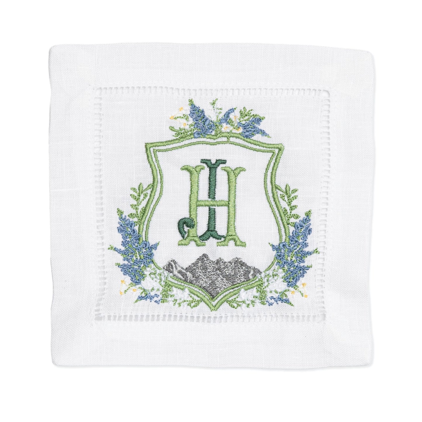 Custom Wedding Crest Monogram Embroidered Cocktail Napkins