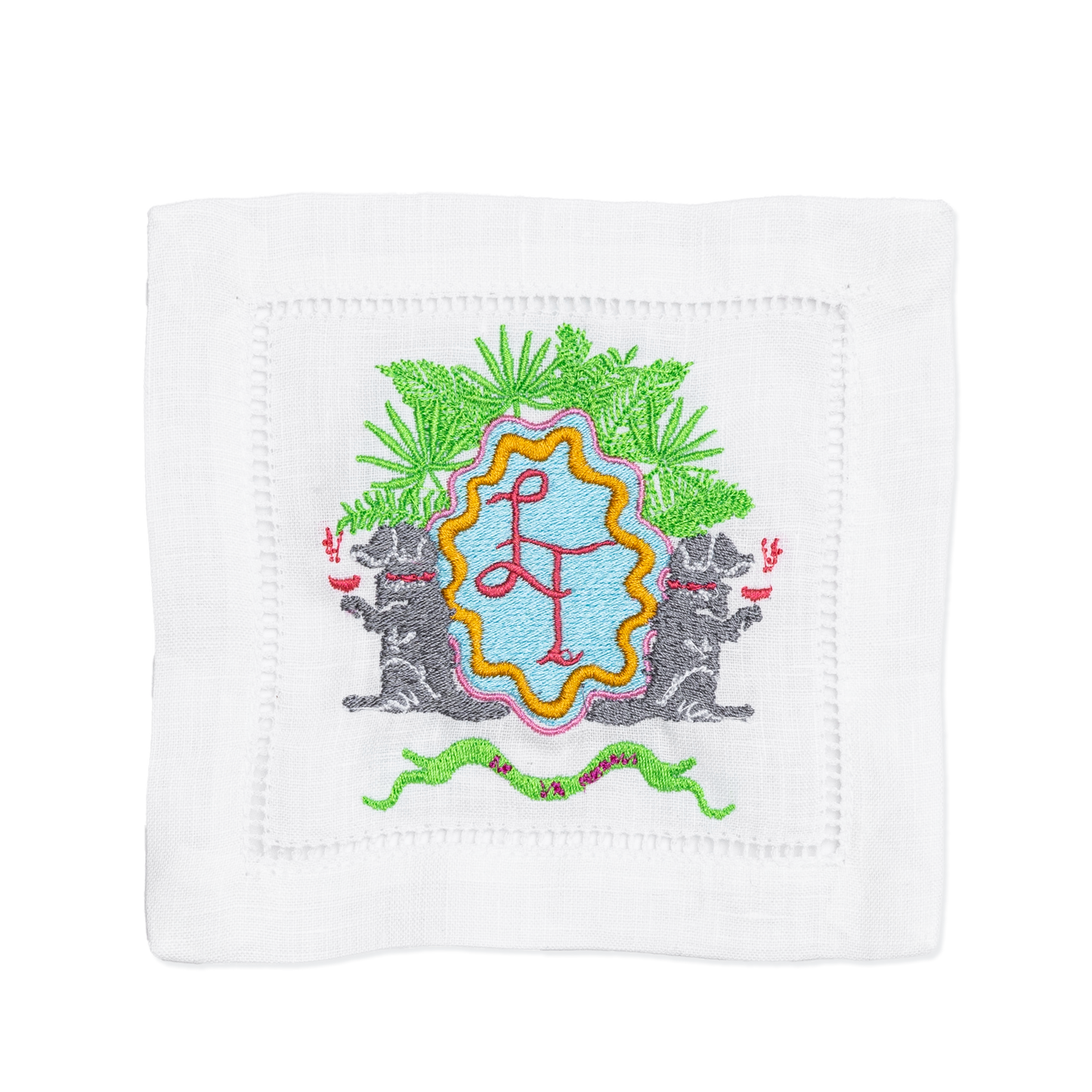 Custom Wedding Crest Monogram Embroidered Cloth Napkins