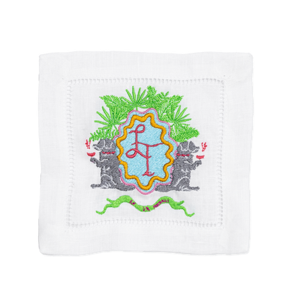 Custom Wedding Crest Monogram Embroidered Cloth Napkins