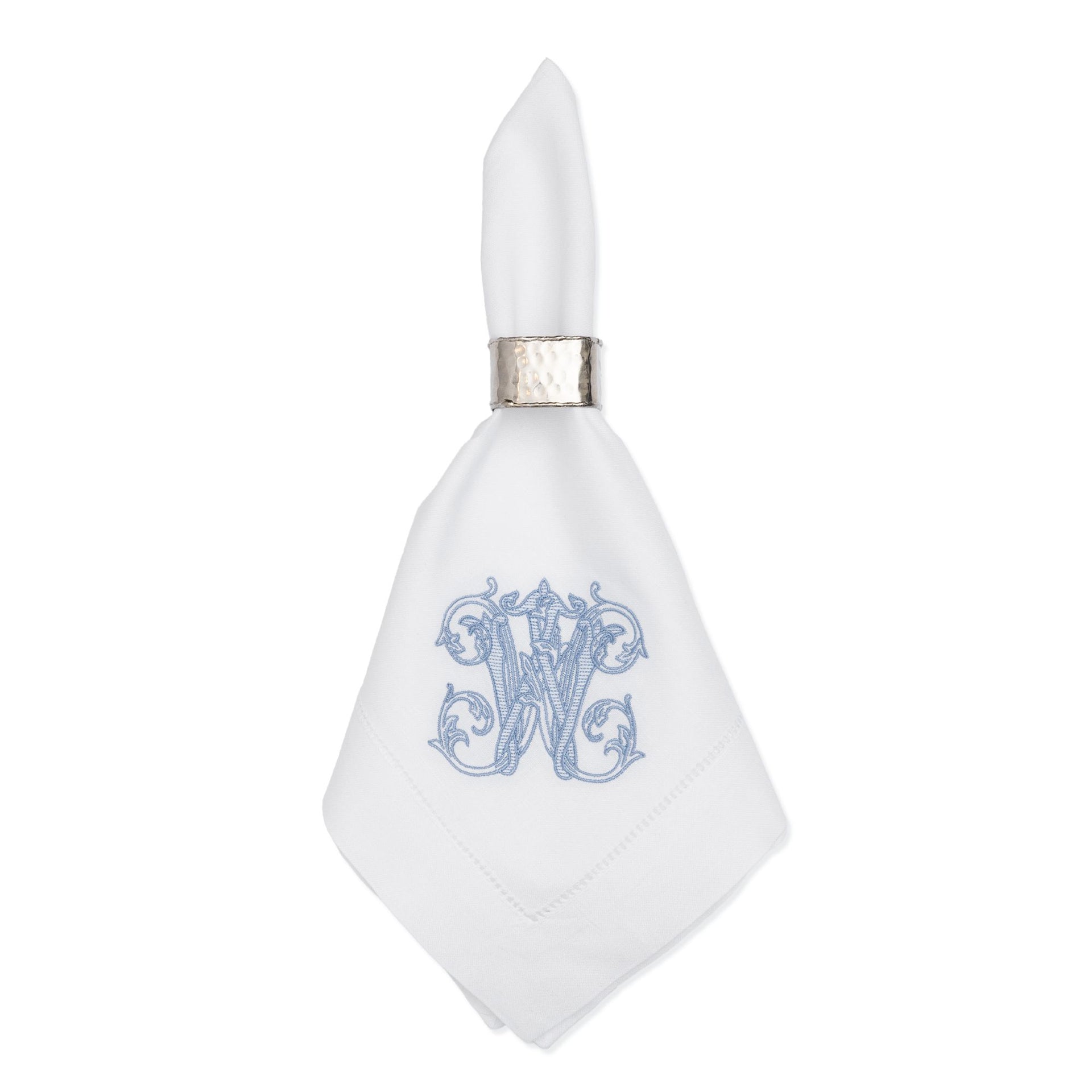 Embroidered Napkins with Vintage Vine Single Letter Monogram