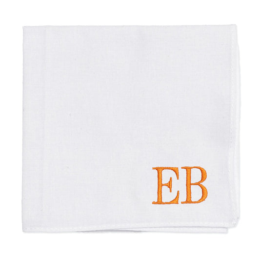 Mens Embroidered Handkerchiefs with Minimalist Two Letter Monogram