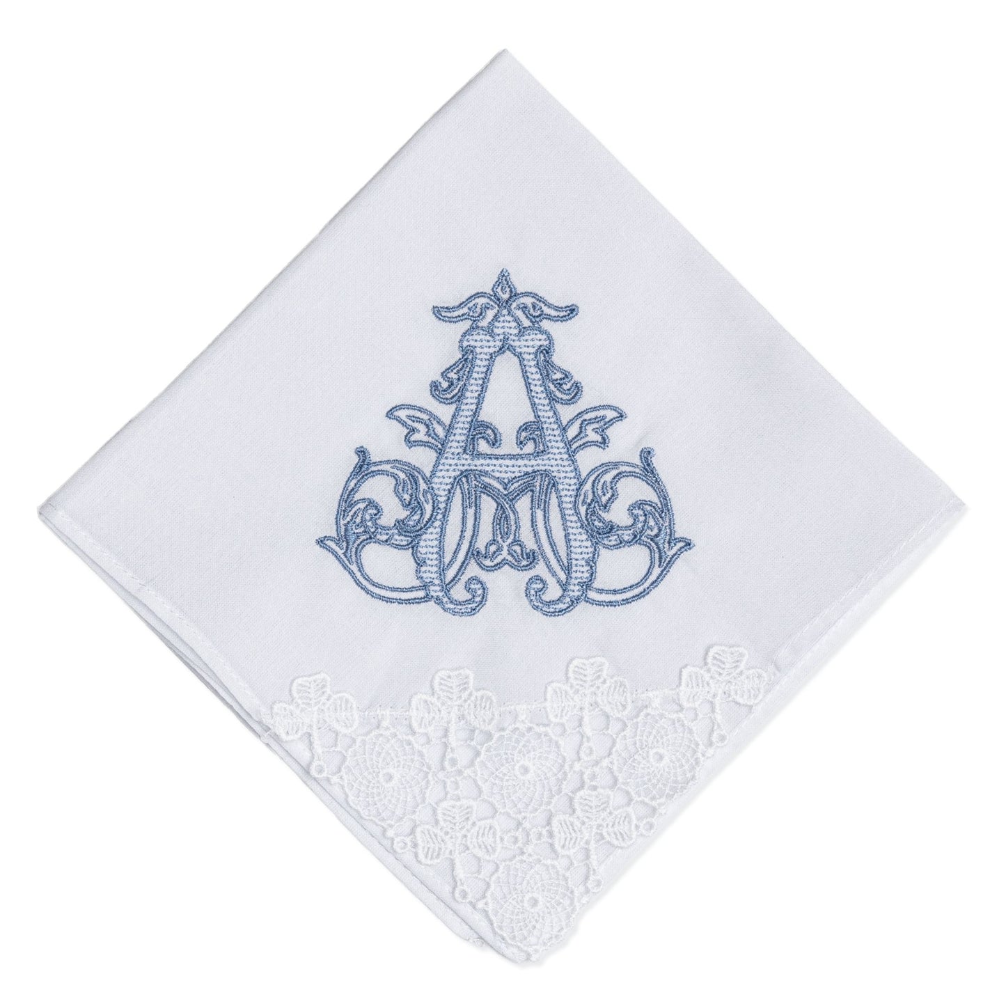 Ladies Embroidered Handkerchiefs with Single Initial Monogram Vine Style