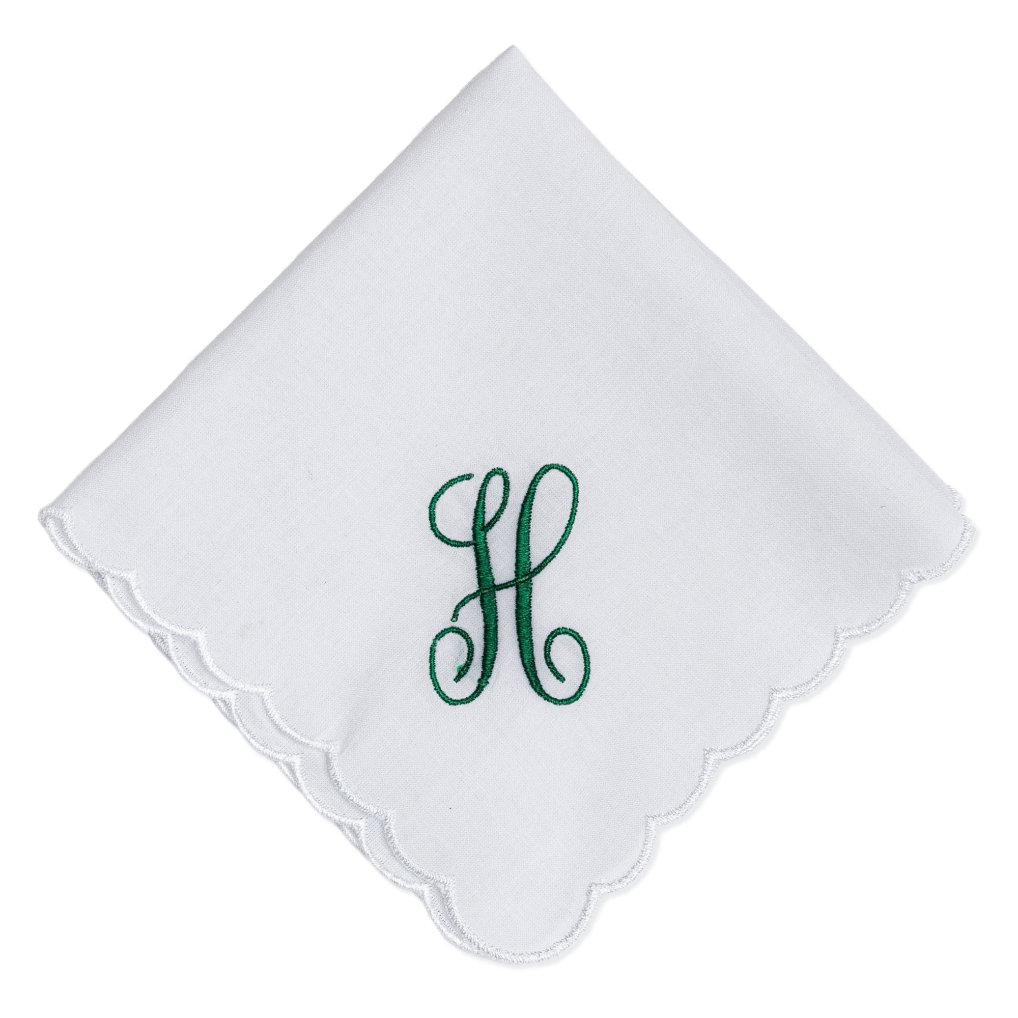 Vintage Calligraphy Style Initial Embroidered Handkerchief