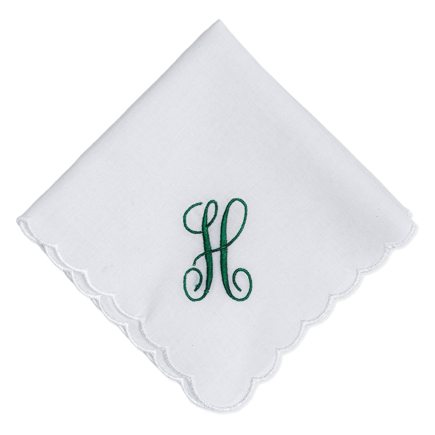 Ladies Embroidered Handkerchiefs with Single Initial Monogram Calligraphy Style