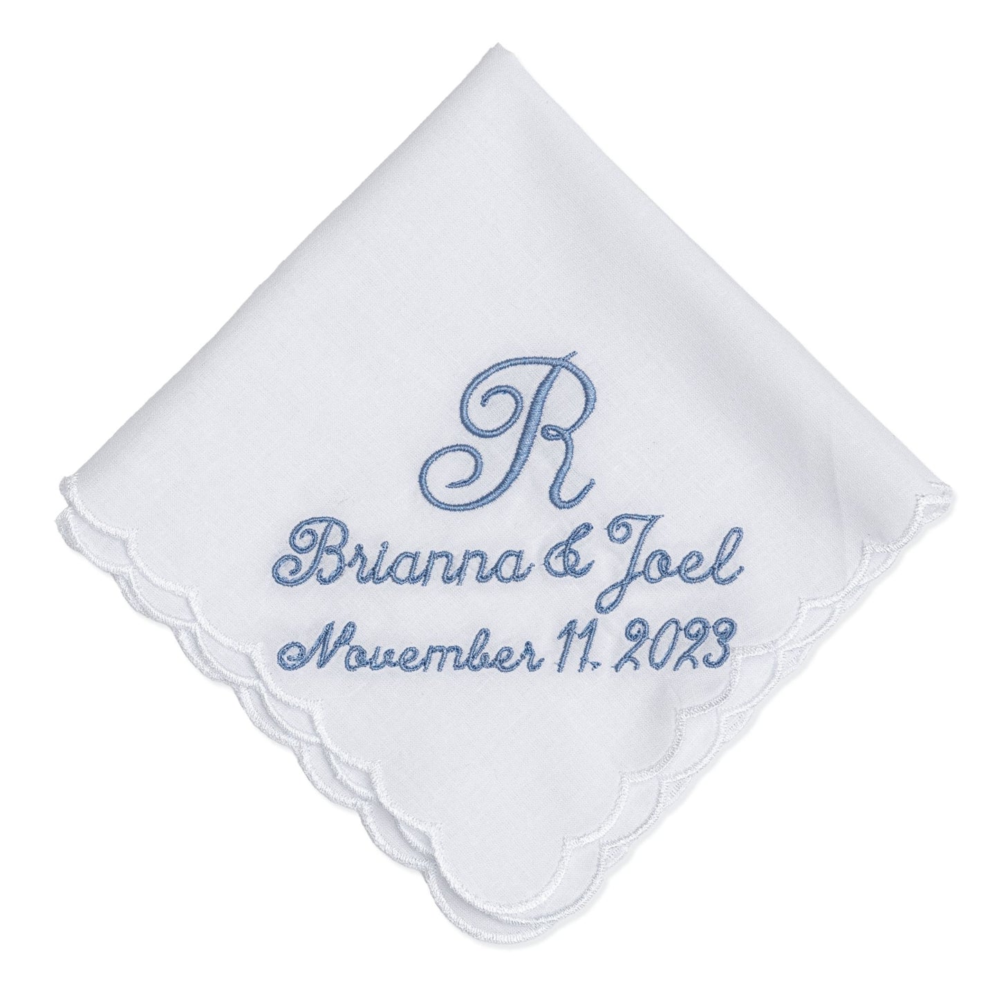 Custom Embroidered Wedding Handkerchiefs for Bride