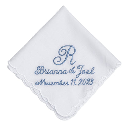 Custom Embroidered Wedding Handkerchiefs for Bride