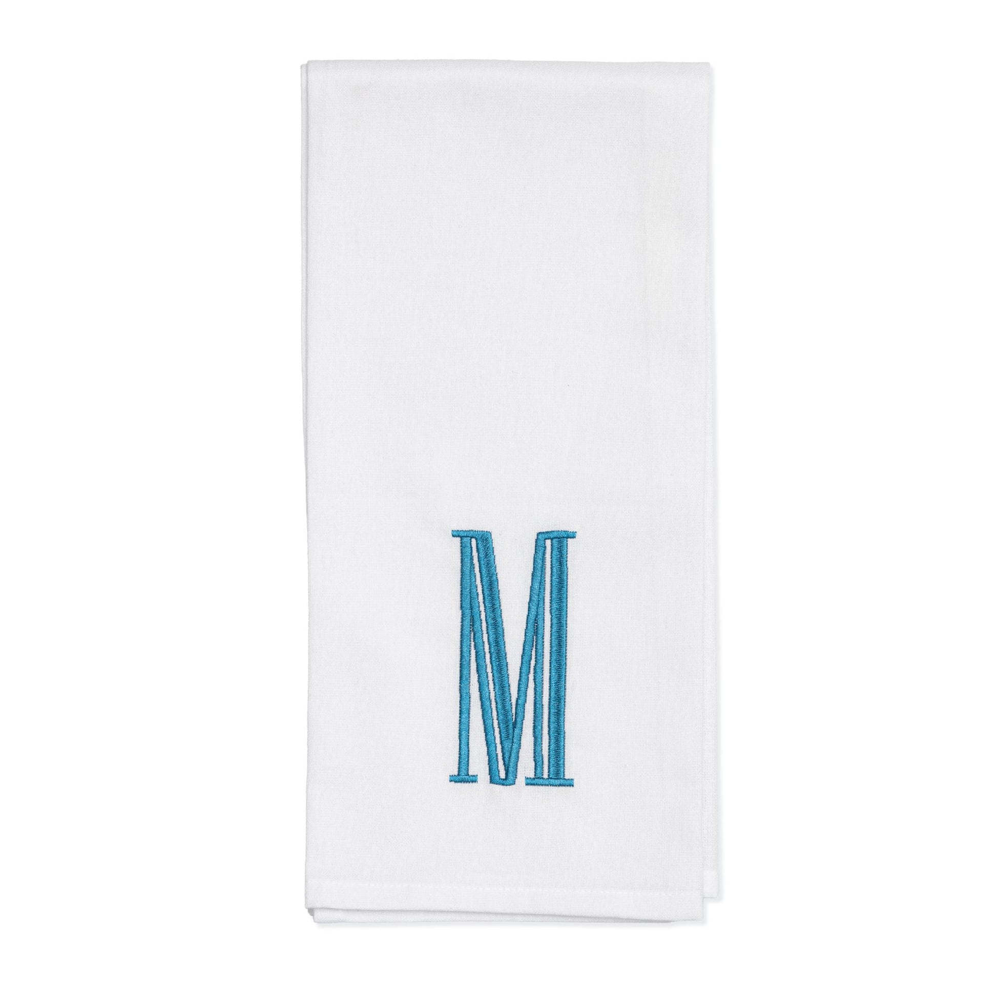 Embroidered Hand Towel with Linen or Cotton Classic Single Letter Monogram