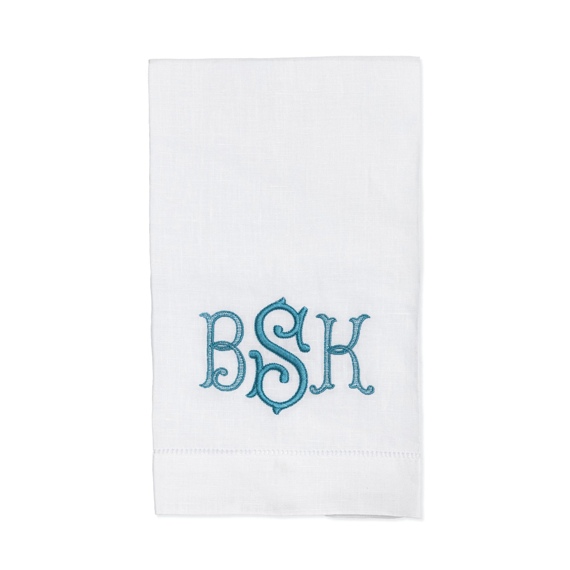 Embroidered Hand Towel with Linen or Cotton Formal Monogram