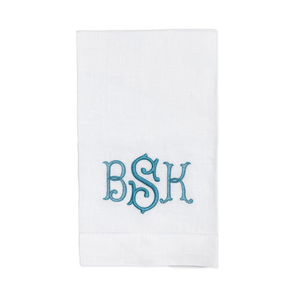 Embroidered Hand Towel with Linen or Cotton Formal Monogram