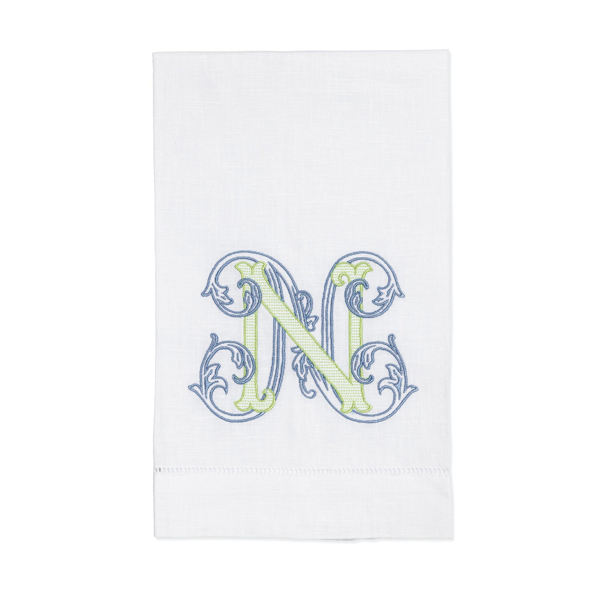 Embroidered Kitchen Towel with Linen or Cotton Vine Single Letter Monogram Christmas Gift