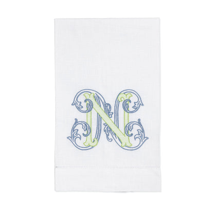 Embroidered Kitchen Towel with Linen or Cotton Vine Single Letter Monogram Christmas Gift