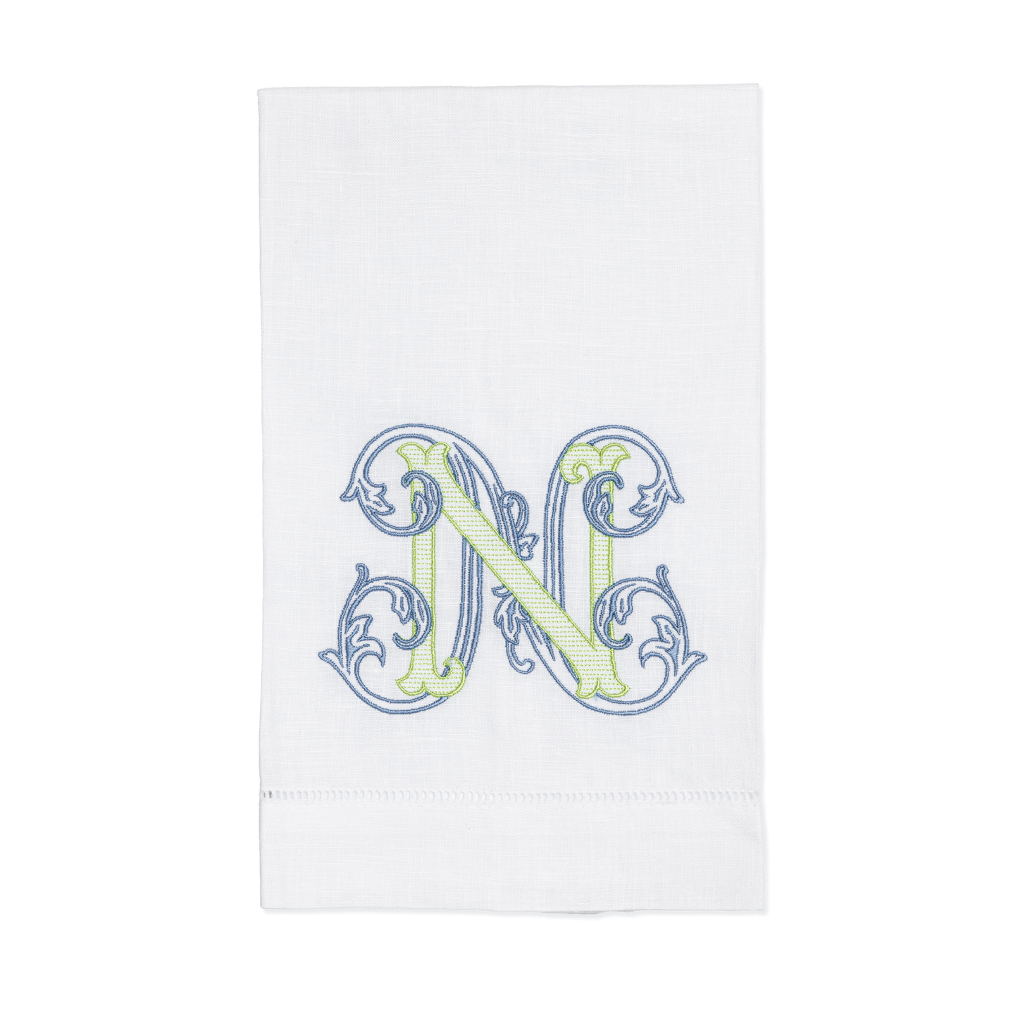 Embroidered Kitchen Towel with Linen or Cotton Vine Single Letter Monogram Christmas Gift