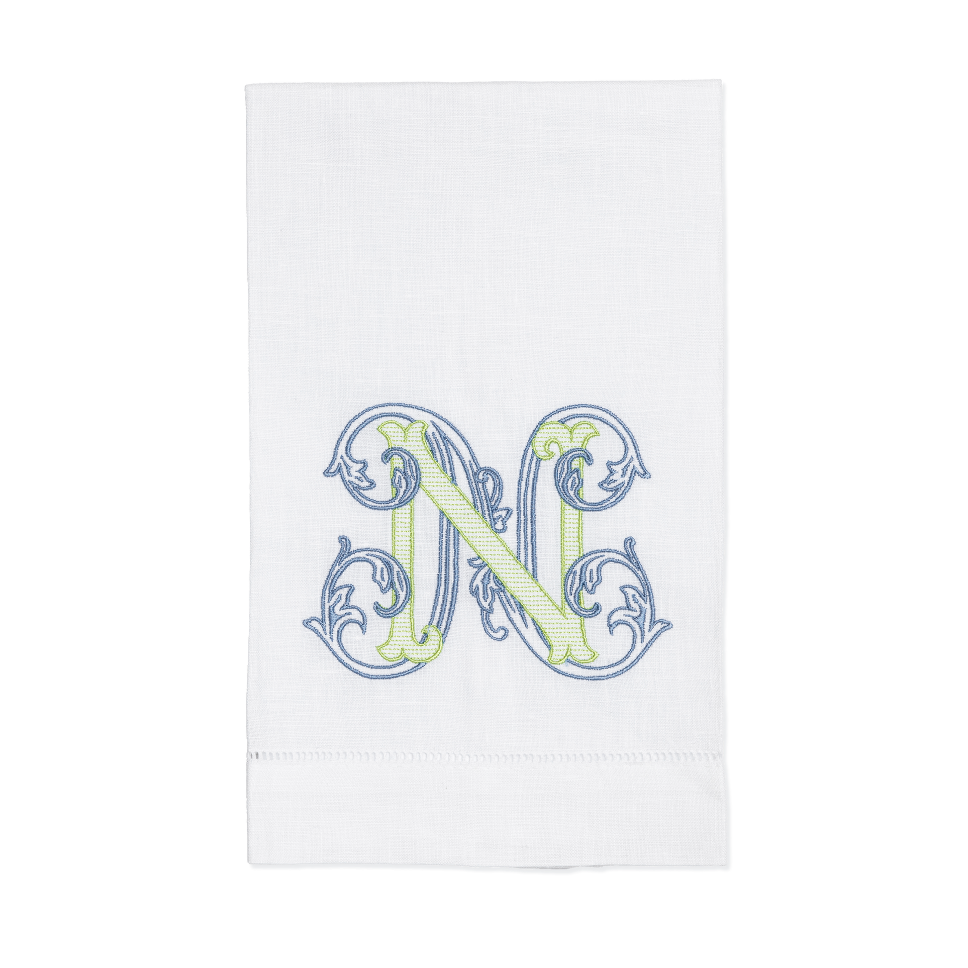 Embroidered Kitchen Towel with Linen or Cotton Vine Single Letter Monogram Christmas Gift