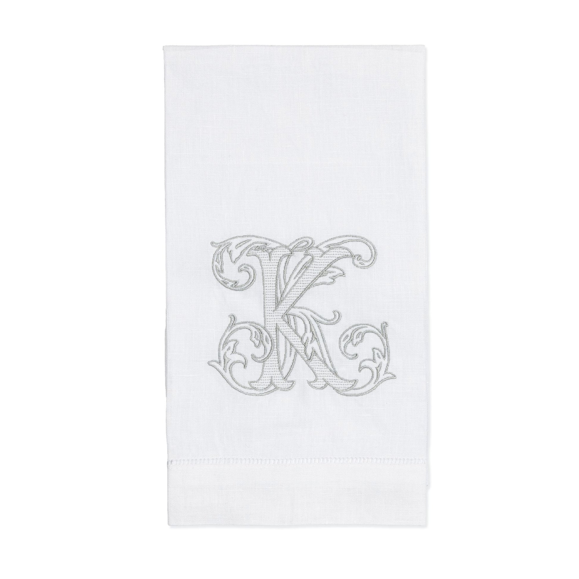 Embroidered Hand Towel with Linen or Cotton Vine Single Letter Monogram