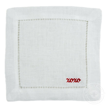Embroidered Valentine's Day Cocktail Napkins with Personalized Minimalist Script Name