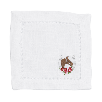 Embroidered Vintage Kentucky Derby Beverage Napkins Birthday Gift