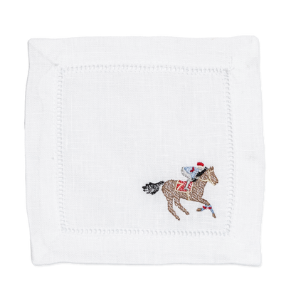 Embroidered Vintage Kentucky Derby Cloth Napkins Housewarming Gift