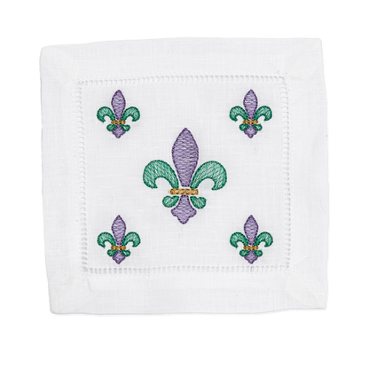 Embroidered Mardi Gras Napkins Set of 4