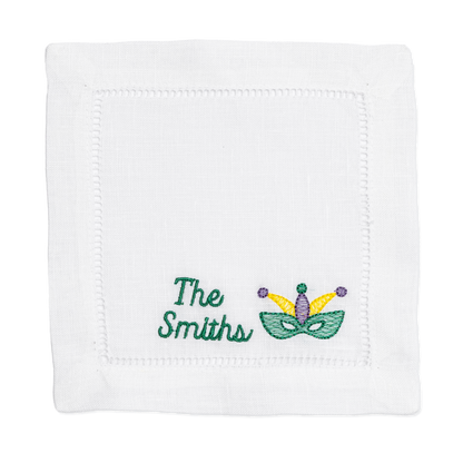 Embroidered Mardi Gras Napkins with Fleur de Lis with Minimalist Script Name Set of 4 Christmas Gift