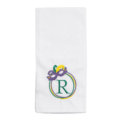 Mardi Gras Embroidered Hand Towel with Custom Monogram