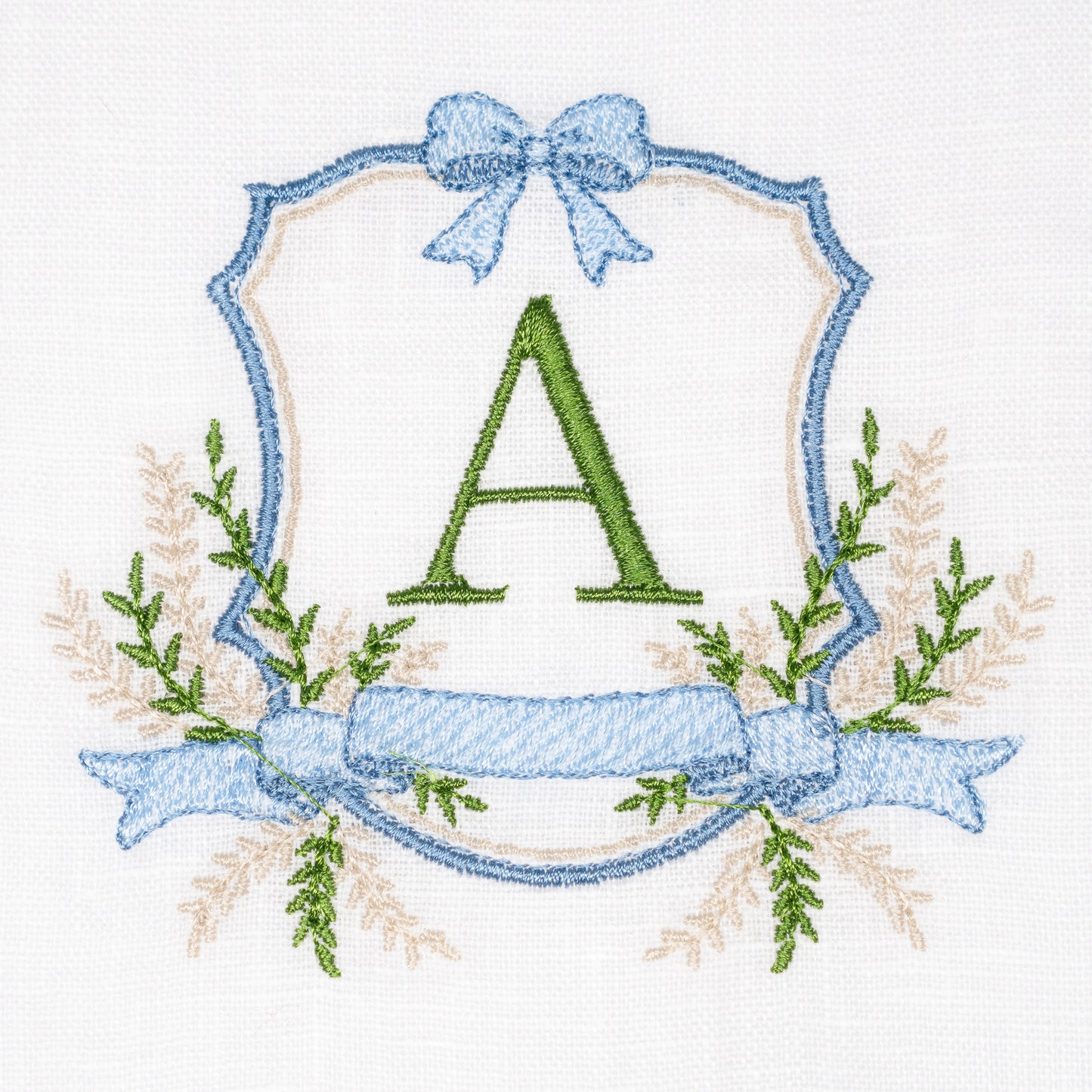 Embroidered Bow Crest Monogrammed Cocktail Napkin