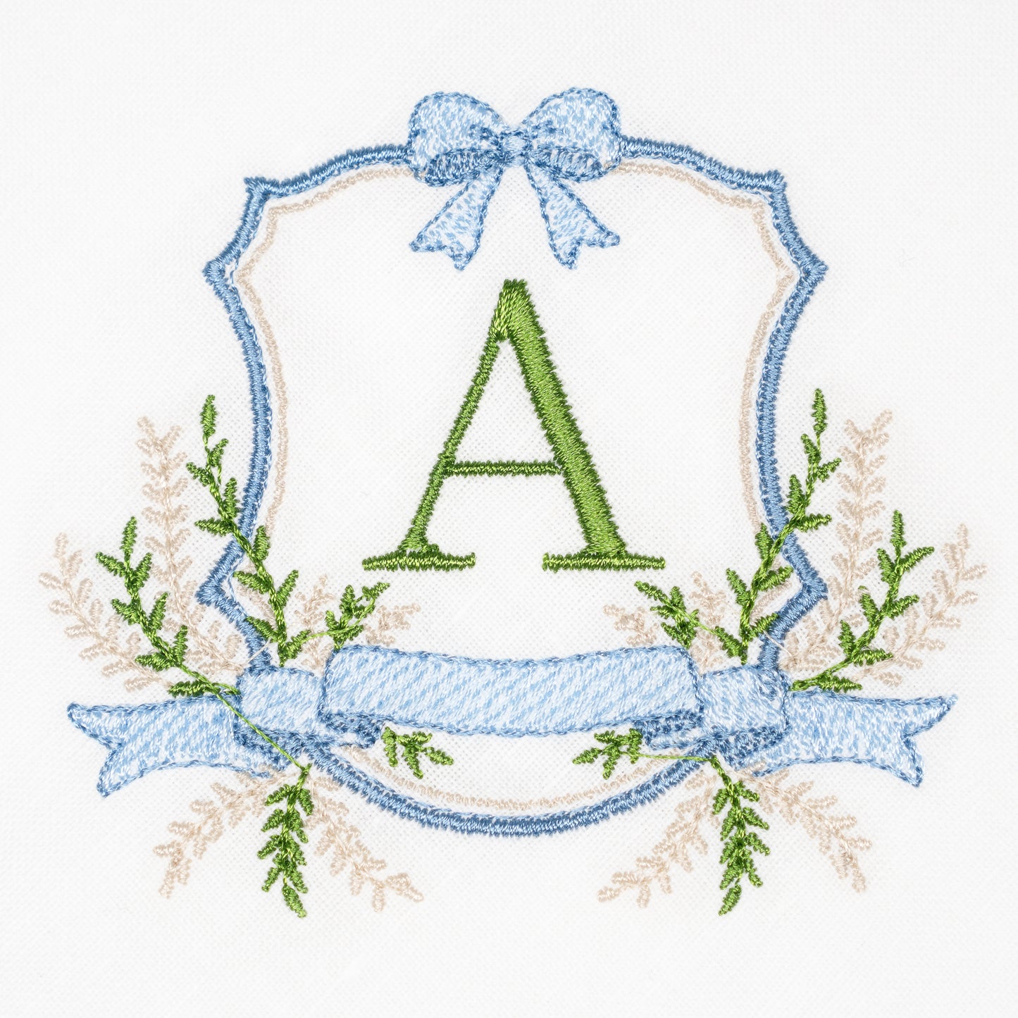 Embroidered Bow Crest Monogrammed Dinner Napkin