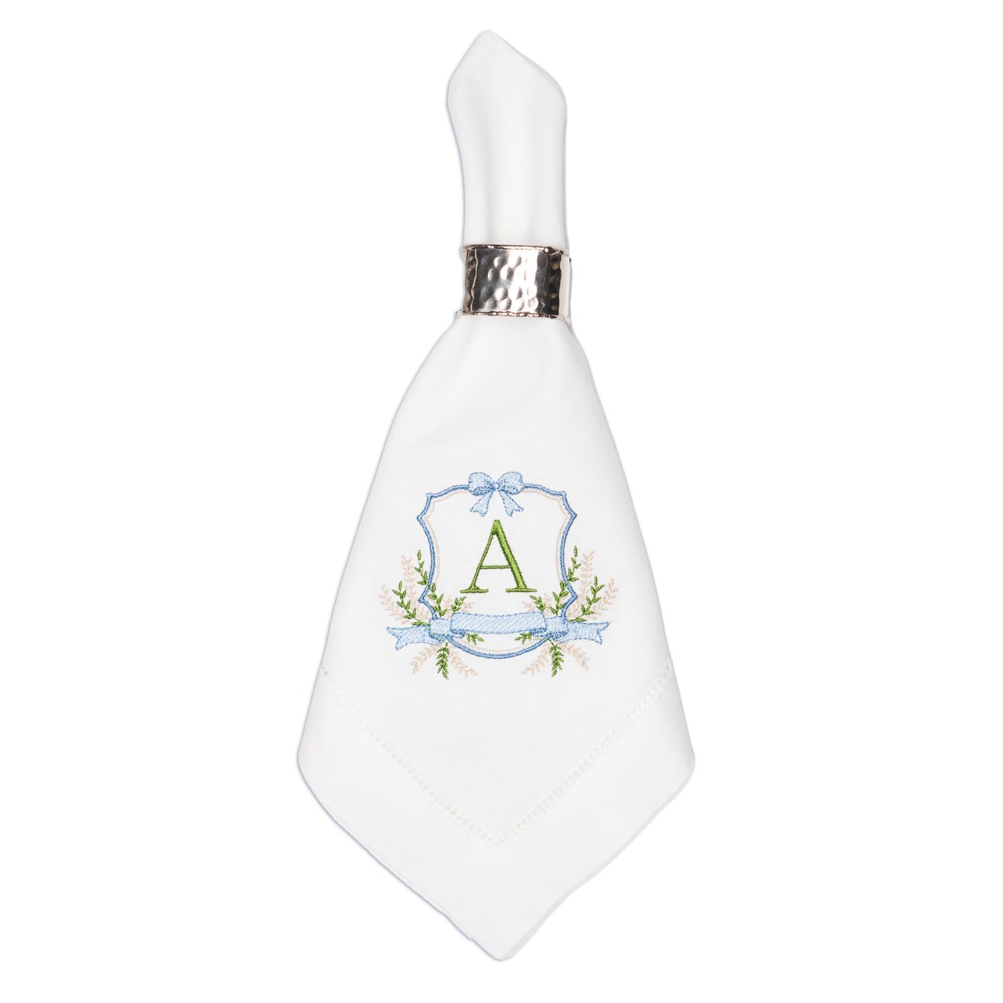 Embroidered Bow Crest Monogrammed Dinner Napkin