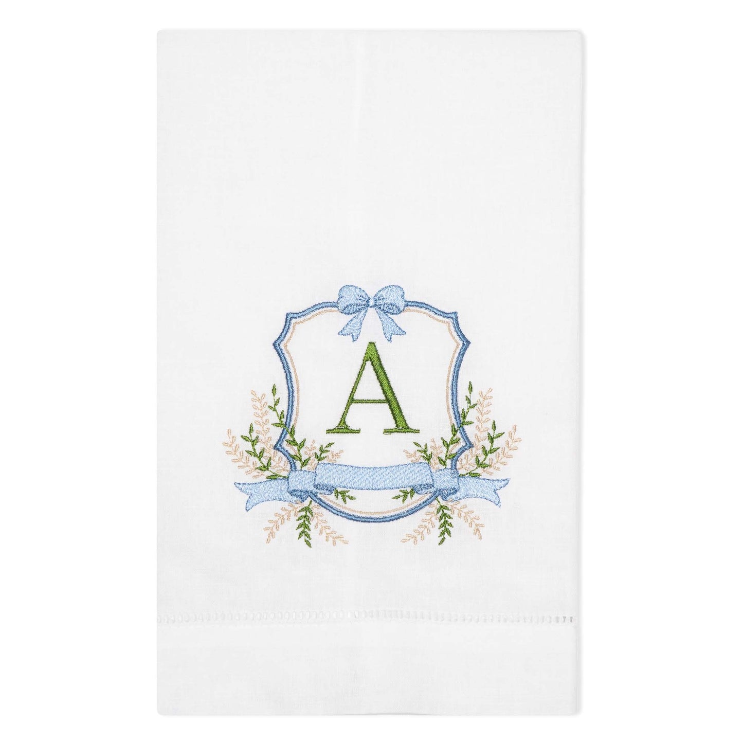 Embroidered Bow Crest Monogrammed Hand Towel